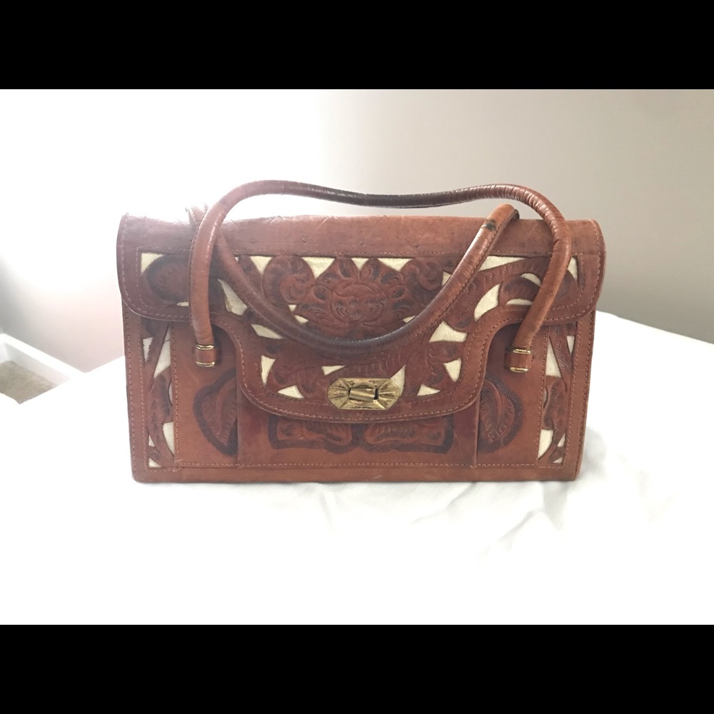 Tooled leather bag